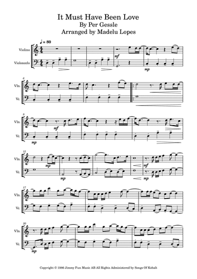 It Must Have Been Love (arr. Madelu Lopes)