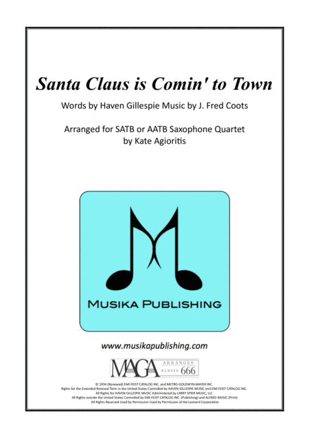 Santa Claus Is Comin' To Town (arr. Kate Agioritis)