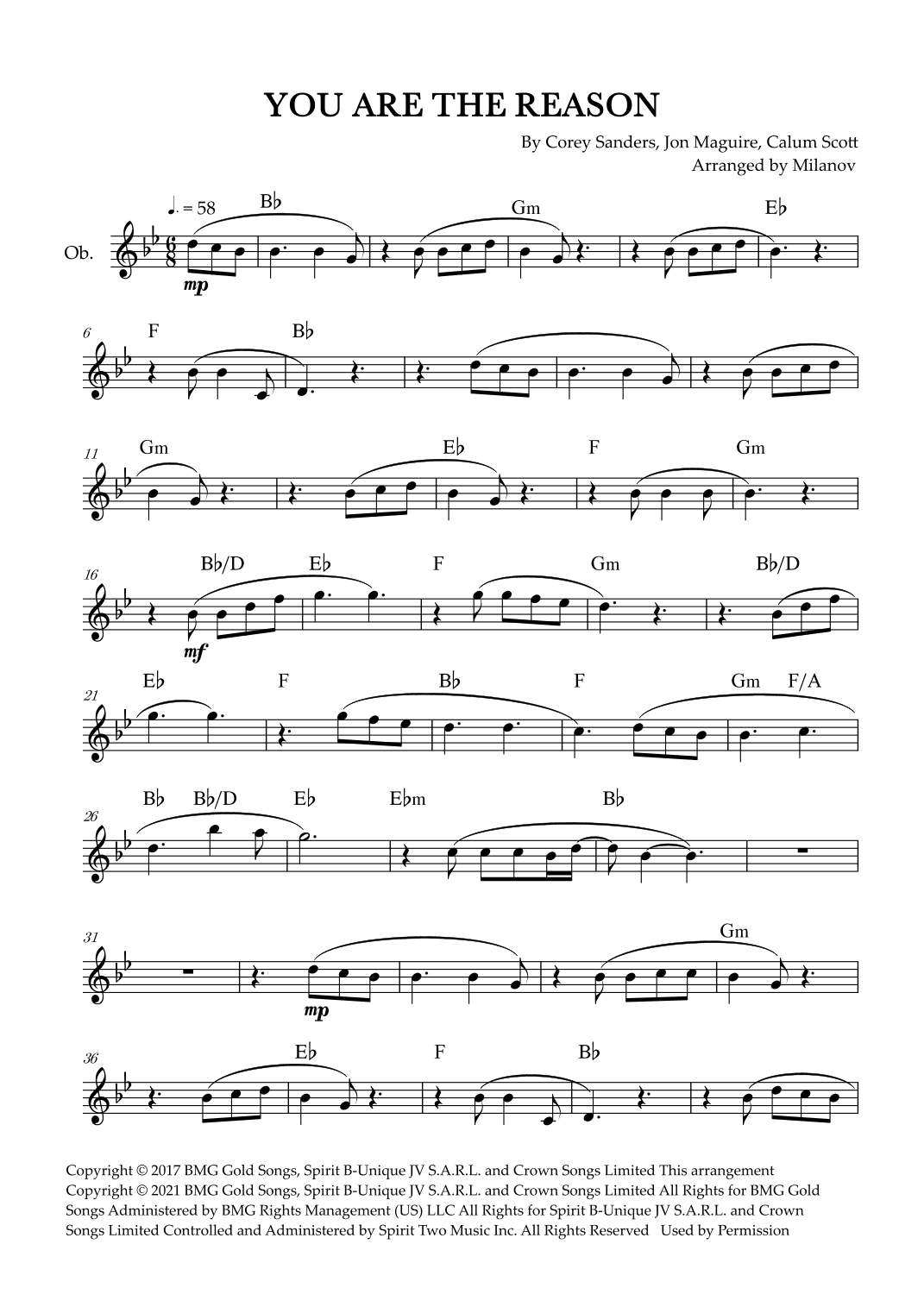 You Are The Reason (arr. Milanov)