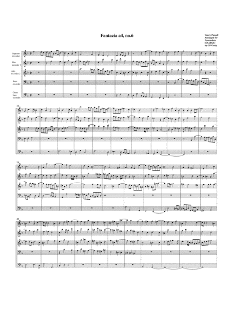 Fantazia no.6 (arrangement for 5 recorders  (SAABgB)) (arr. Gil Garty)