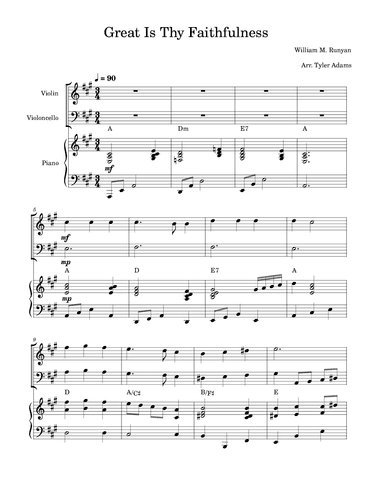 Great Is Thy Faithfulness (Violin and Cello Duet with Piano) (arr. Tyler Adams)