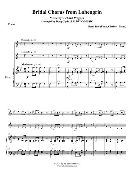 Wagner Bridal Chorus from Lohengrin for Flute, Clarinet & Piano (arr. Doug Clyde)