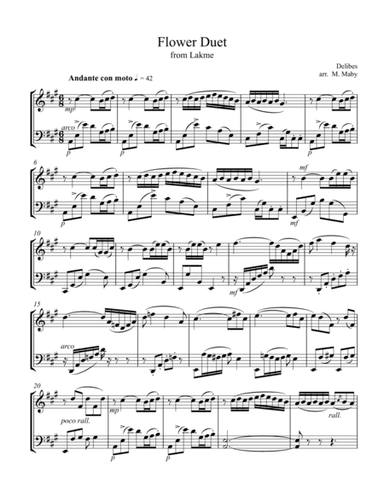 Flower Duet from Lakme, vln. & cello duet (arr. Marion Maby)