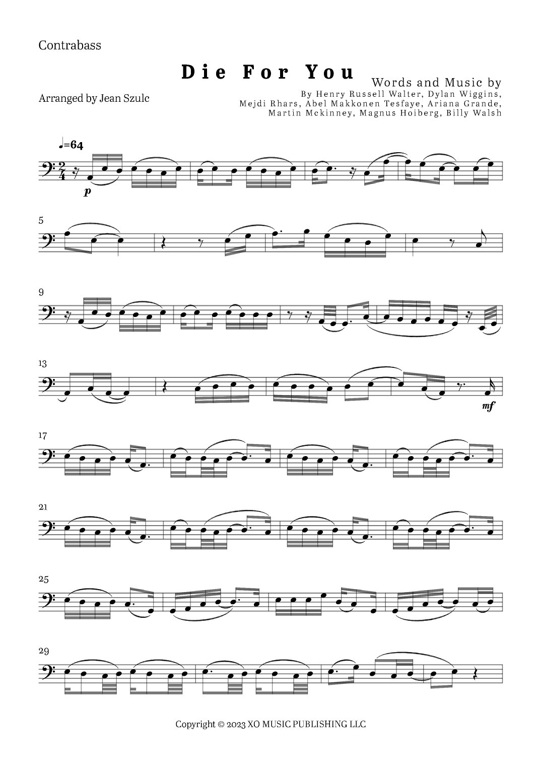 Die For You Remix (arr. Jean Szulc)