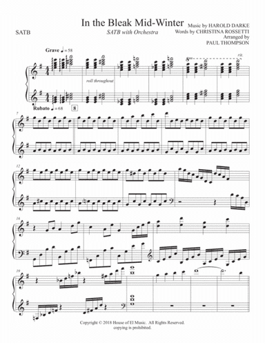 In the Bleak Mid-Winter - SATB with optional Orchestra (arr. Paul Thompson)