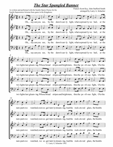 The Star Spangled Banner. (arr. Larry A. Schacher)
