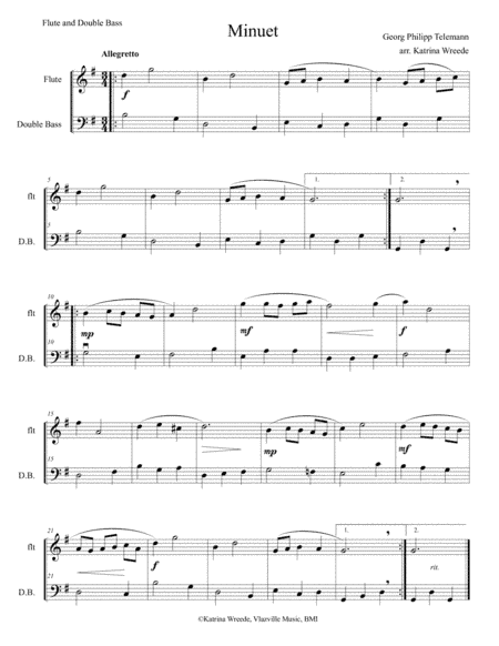 Minuet for Flute and Double Bass by Telemann (arr. Katrina Wreede)