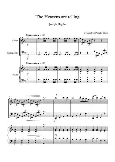The Heavens are telling ( advance piano trio for piano/violin/cello ) (arr. Phoebe Chen)