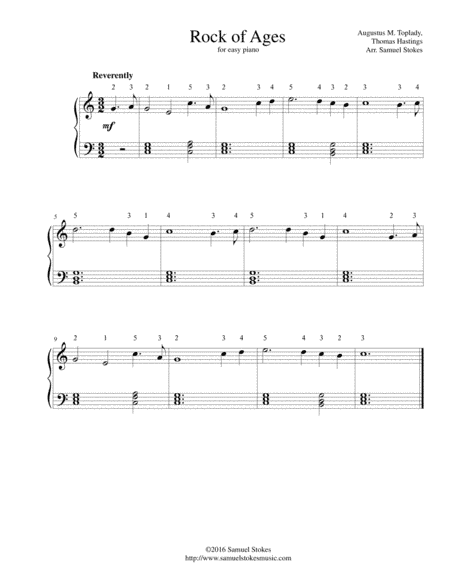 Rock of Ages, Cleft for Me - for easy piano (arr. Samuel Stokes)