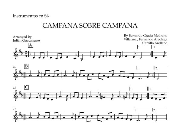 Campana Sobre Campana (arr. Julian Guacaneme)