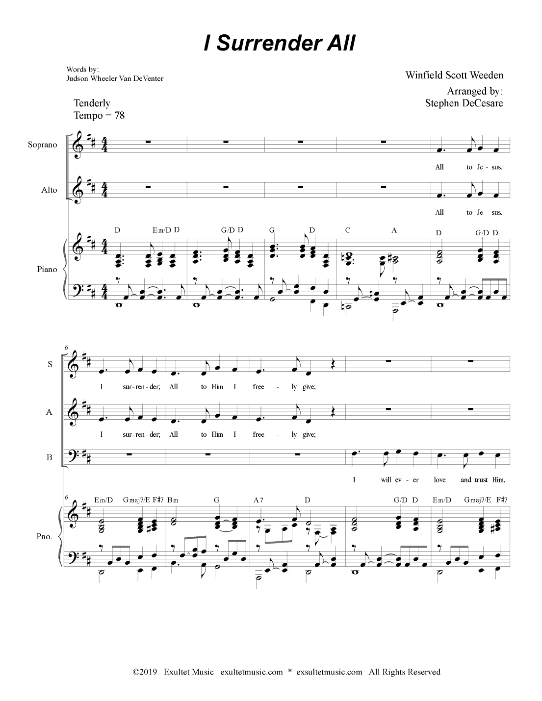 I Surrender All (SAB) (arr. Stephen DeCesare)