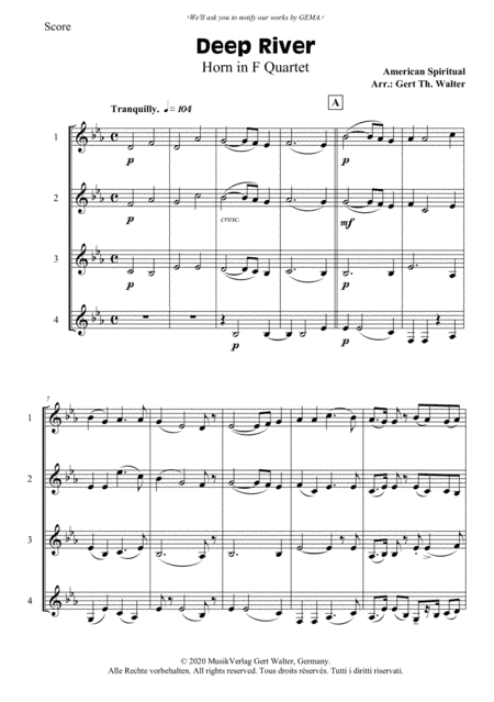 Deep River (arr. Gert Th. Walter)