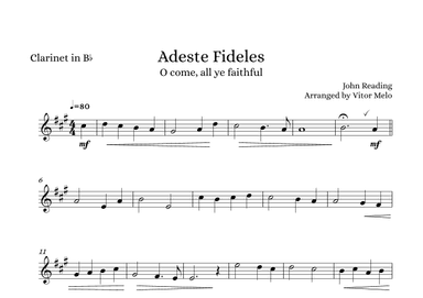 Adeste Fideles (O Come, All Ye Faithful) - Bb clarinet (arr. Vitor Melo)