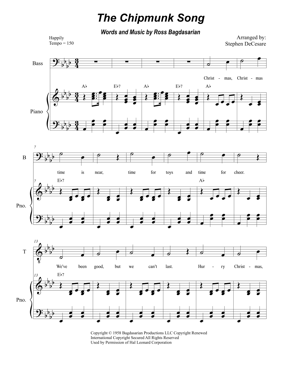 The Chipmunk Song (arr. Stephen DeCesare)