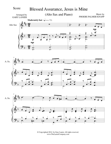 BLESSED ASSURANCE (Alto Sax/Piano and Sax Part) (arr. Gary Lanier)