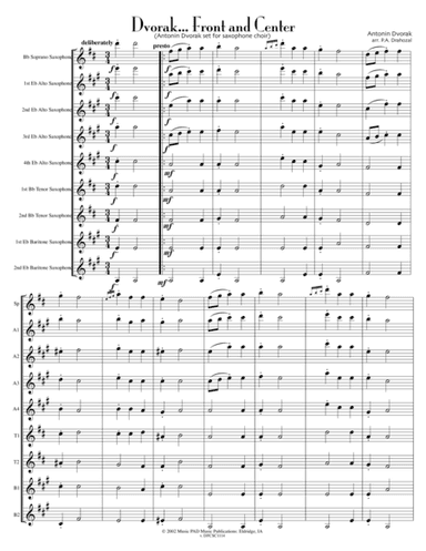 Dvorak Front and Center (medley of Antonin Dvorak pieces set for saxophone choir) (arr. Peter A. Drahozal)
