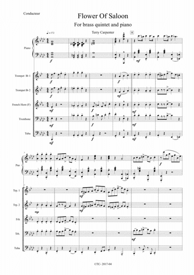 Flower of Saloon, for brass quintet and piano