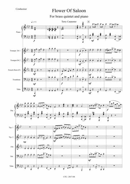 Flower of Saloon, for brass quintet and piano