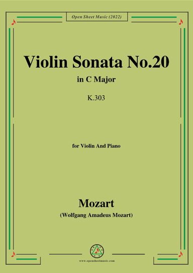 Mozart-Violin Sonata No.20,in C Major,K.303,for Violin&Piano (arr. OSM Press)