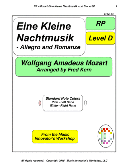 Mozart - Eine Kleine Nachtmusik - Allegro and Romanze - (Key Map Tab.) (arr. John M. Honeycttt)
