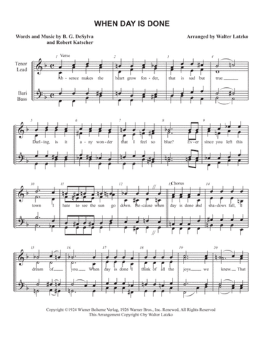 When Day Is Done (arr. Walter Latzko)
