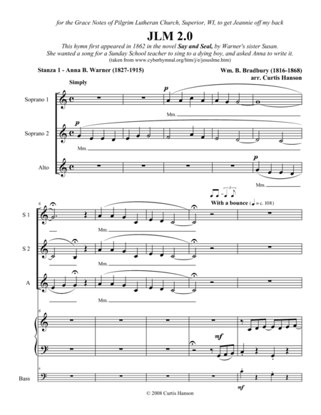 Jesus Loves Me (SSA - version 1) (arr. Curtis Hanson)