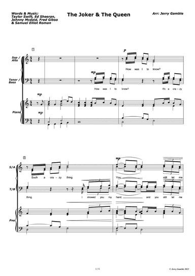 The Joker And The Queen (feat. Taylor Swift) (arr. Jerry Gamble)