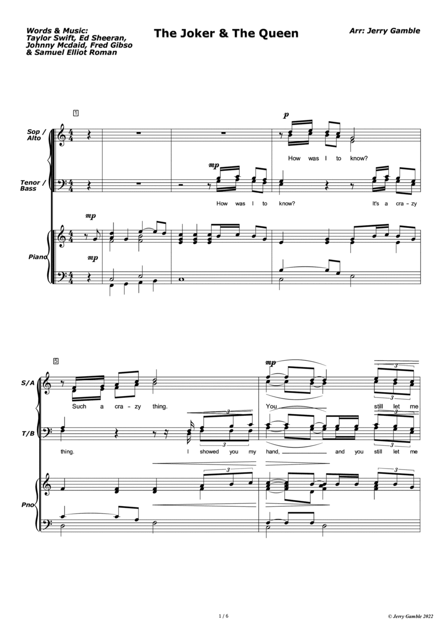 The Joker And The Queen (feat. Taylor Swift) (arr. Jerry Gamble)