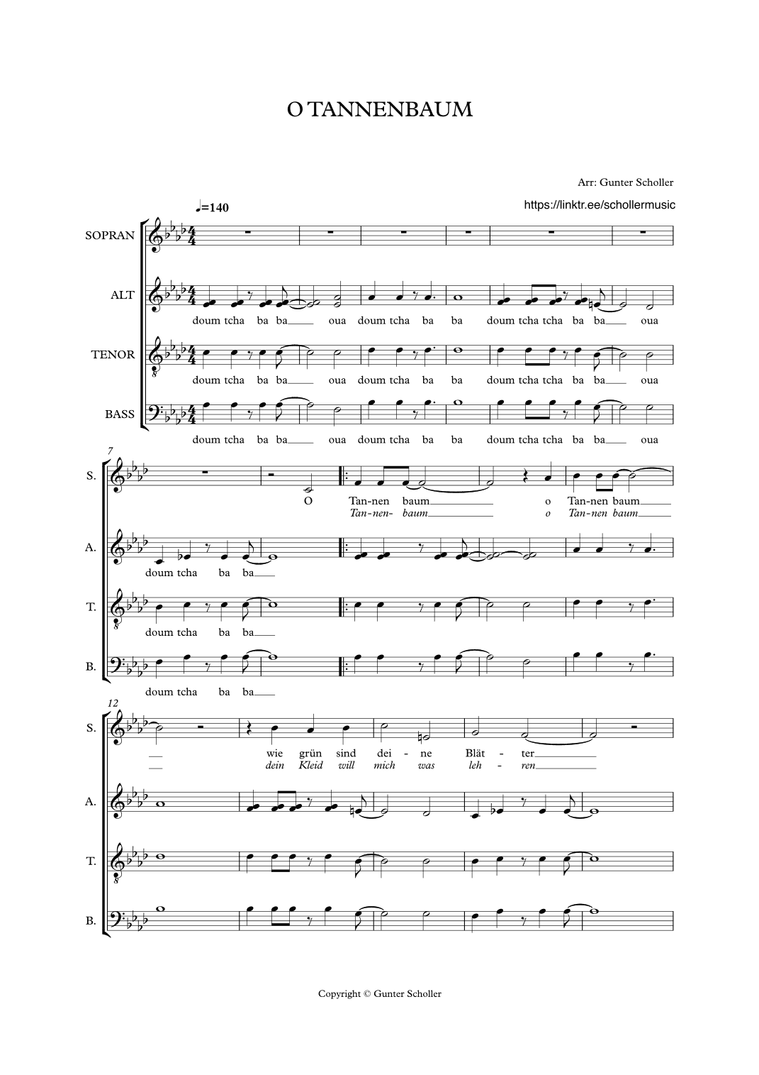 OH TANNENBAUM (arr. Gunter Scholler)