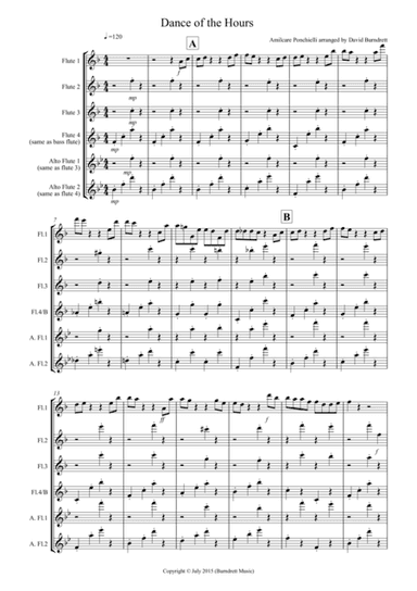Dance of the Hours for Flute Quartet (arr. David Burndrett)