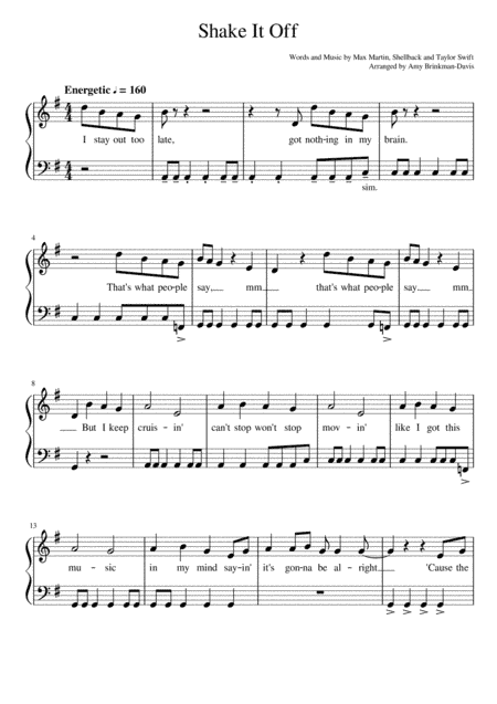 Shake It Off (arr. Amy Brinkman-Davis)