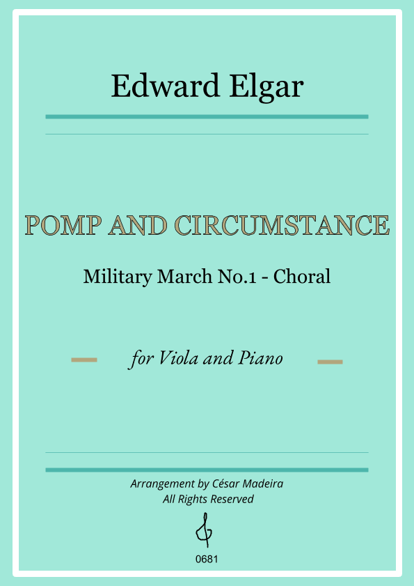 Pomp and Circumstance No.1 - Viola and Piano (Full Score and Parts) (arr. César Madeira)