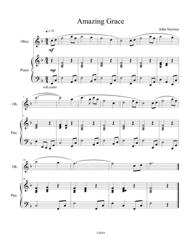 Amazing Grace (solo oboe with piano accompaniment) (arr. B C Dockery)