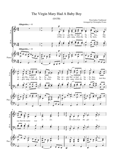 The Virgin Mary Had a Baby Boy (SATB & Piano) (arr. Christopher Evans)