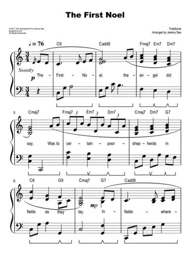 ? The First Noel ? Late beginner ? Easy Jazz Piano Solo ? (arr. Jeremy See)