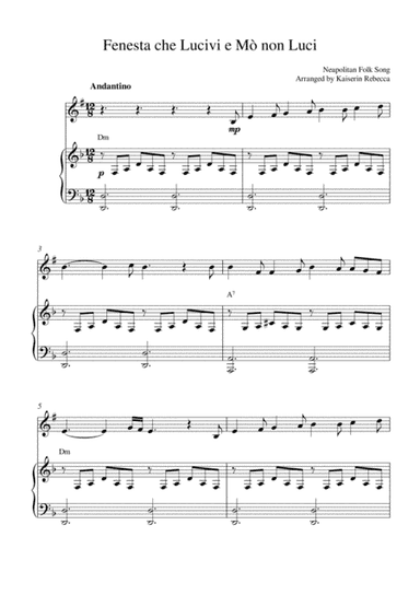 Fenesta che Lucivi e Mò non Luci (arr. Kaiserin Rebecca)