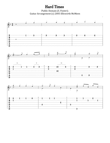 Hard Times (Come Again No More) (For Fingerstyle Guitar Tuned Drop D) (arr. Ellsworth McMeen)