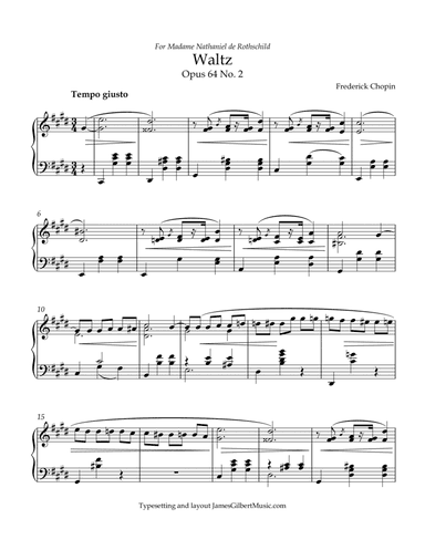 Waltz in C# minor, Opus 64, No 2 (arr. James Gilbert Music)