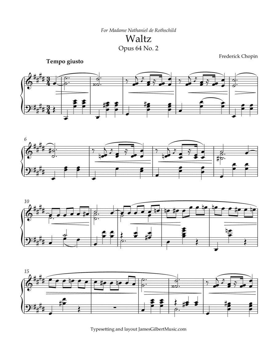 Waltz in C# minor, Opus 64, No 2 (arr. James Gilbert Music)