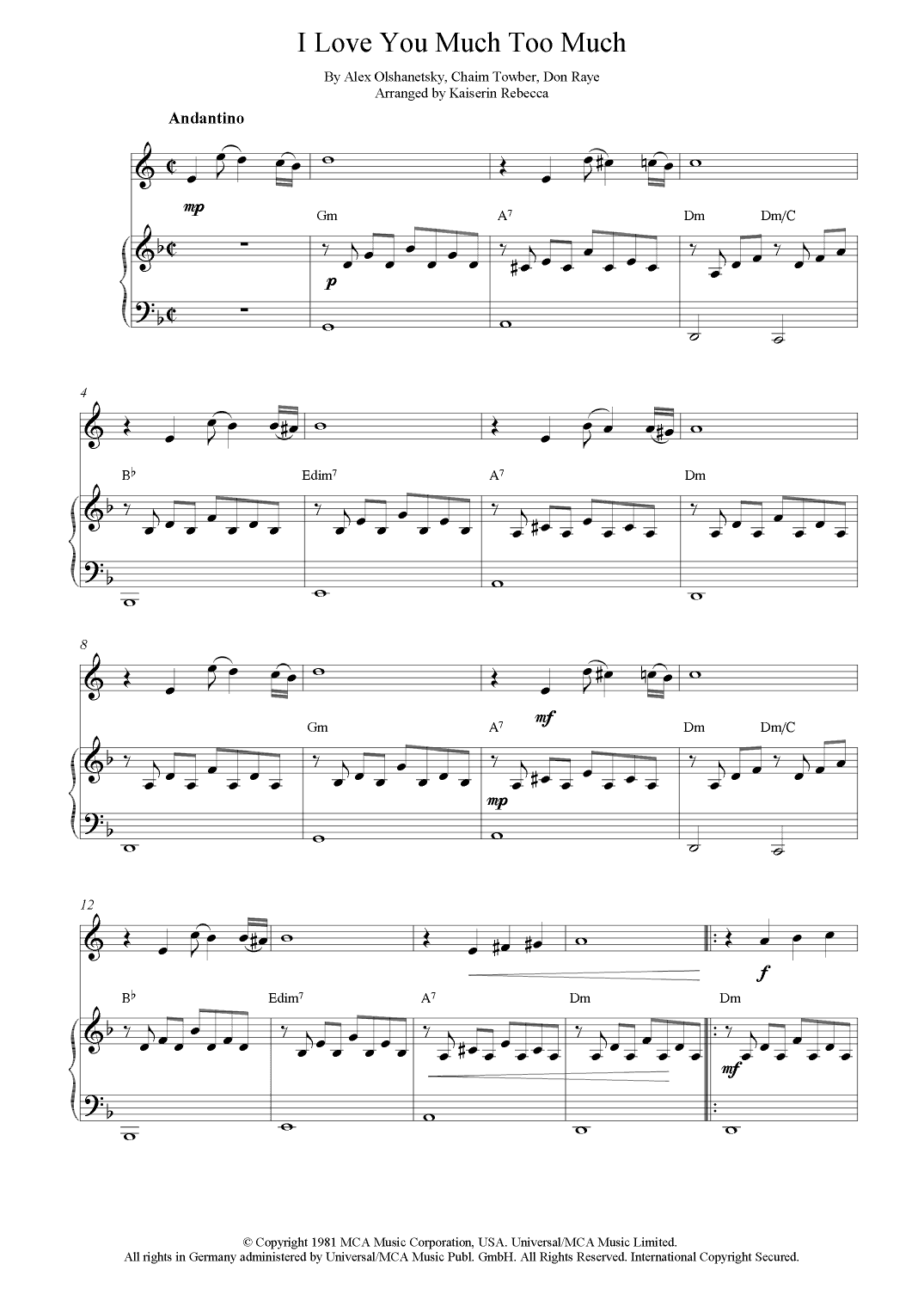 I Love You Much Too Much (arr. Kaiserin Rebecca)
