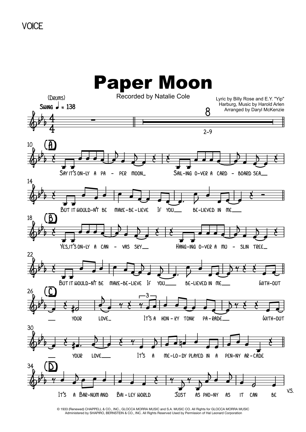 It's Only A Paper Moon (arr. Daryl McKenzie)