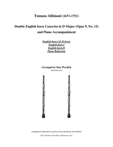 Double English horn Concerto in D Major, Op. 9 No. 12 (arr. Don Werdick (1946 - ))