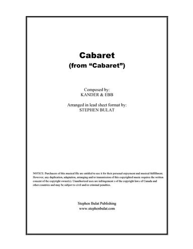 Cabaret (from: "cabaret") (arr. Stephen Bulat)