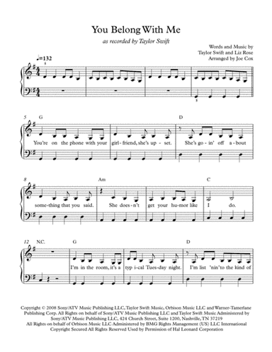 You Belong With Me (arr. Joe Cox)