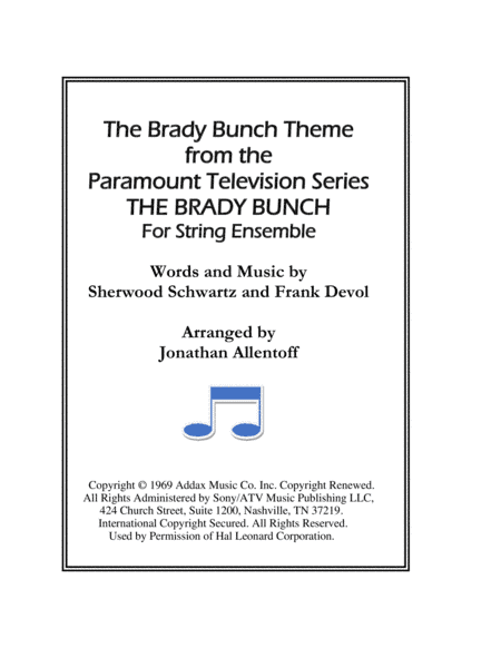 The Brady Bunch  Theme from the Paramount Television Series THE BRADY BUNCH (arr. Jonathan Allentoff)