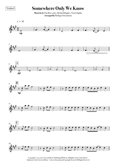 Somewhere Only We Know (arr. Rodrigo Nascimento)