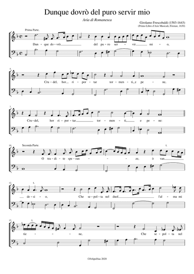 Aria di Romanesca: Dunque dovrò del puro servir mio (arr. Early Music Scores)