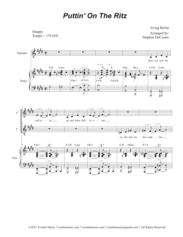 Puttin' On The Ritz (Duet for Soprano and Tenor solo) (arr. Stephen DeCesare)