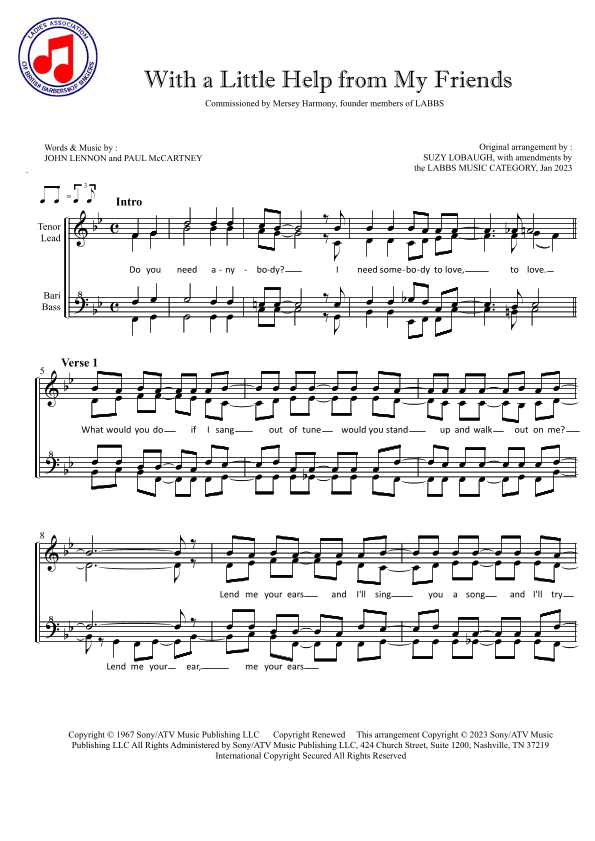 With A Little Help From My Friends (arr. Suzy Lobaugh & the LABBS Music Category)