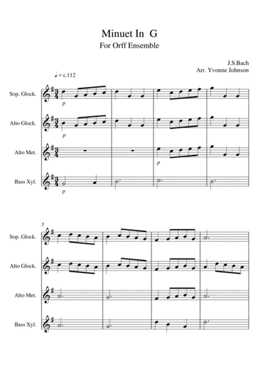 Minuet In G - For Orff Ensemble (arr. Yvonne Johnson)